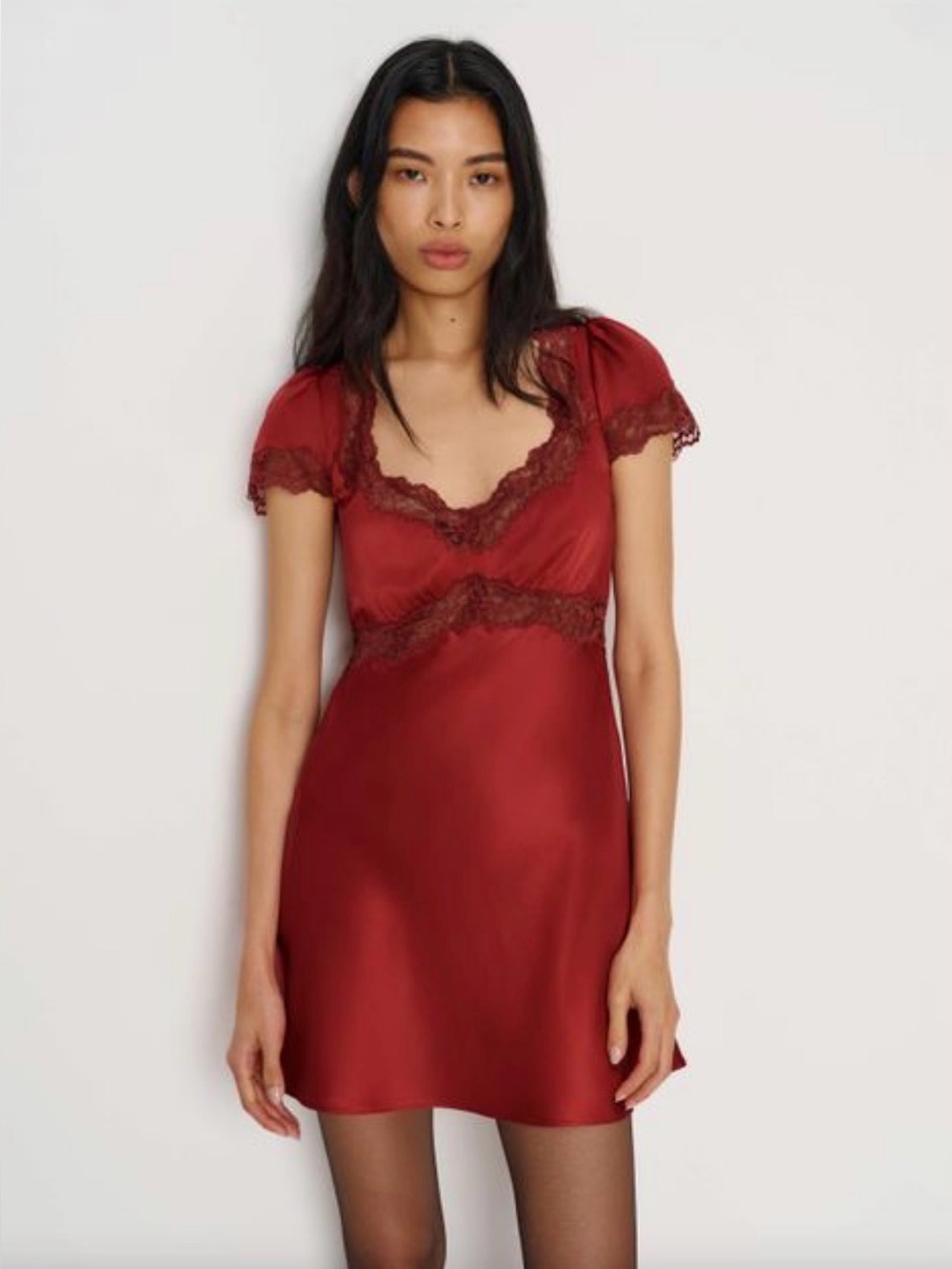 Reformation Romi Silk Dress in Sangre Red M NWT